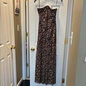 SHEIN Strapless Leopard Print Dress